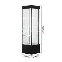 Vitrinenhersteller Glas Freistehende Vitrine LED-Beleuchteter Turmschrank Ausstellungsvitrine für Einzelhandelsgeschäfte