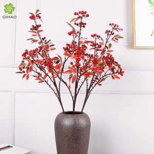 QIHAO Branche de baies artificielles 100 cm 6 branches Couleurs rouges d'automne Haute qualité Décoration d'intérieur - Product Image 1