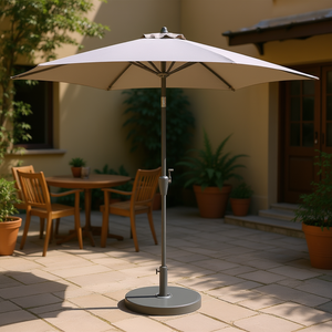 Sombrilla de patio desplazable de aluminio gris de 9 pies con manivela y inclinación manual para protección solar exterior - Product Image 2