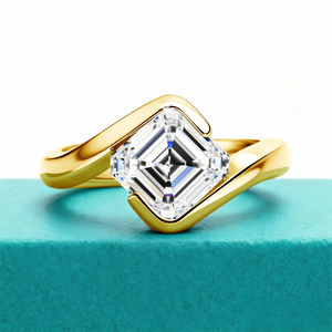 Anel de <span class=keywords><strong>Moissanite</strong></span> Ascher de 2ct Estilo Designer, Banhado a Ouro, Prata Esterlina 925, para Noivado Feminino, de Fornecedor de Joias - Product Image 3