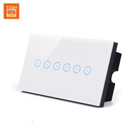 TYSH pour application, interrupteur mural tactile intelligent WiFi 8 ou 6 gangs 16A pour éclairage LED, avec panneau en verre et matériaux PC, OEM/ODM