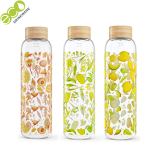 GA5062 500ml <span class=keywords><strong>e</strong></span> botellas de viaje de silicona venta al por mayor de vidrio de borosilicato botella de agua con la tapa de Bambú - Product Image 1