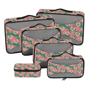 6-Pack Monstera Design Custom Print Suitcase <b>Storage</b> Organizer Set Travel Compress Packing Cubes Set for Clothes - Product Image 1
