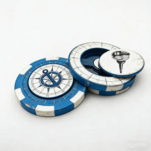 Marqueur de balle de <span class=keywords><strong>golf</strong></span> en alliage d'aluminium argenté, personnalisé, fabriqué en Chine, portable, pour jetons de poker - Product Image 5