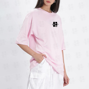 Camisetas de Mujer al por Mayor, 100% Algodón, Manga Corta, Hombros Caídos, Cuello Redondo, Logotipo Personalizado Impreso en Serigrafía, Tejido Sólido, Corte Holgado - Product Image 2