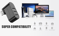 Répartiteur de ports USB polyvalent, répartiteur d'extension USB 2.0 à 3 ports [rotation à 90 °/180 °] compatible avec les ordinateurs portables, Wii, PC