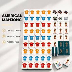 Ensemble <span class=keywords><strong>de</strong></span> Mahjong Américain <span class=keywords><strong>de</strong></span> Luxe sur le thème du Football, Tuiles numérotées, Trophée, Joker, Moose, CRAK, Chaussures <span class=keywords><strong>de</strong></span> gardien <span class=keywords><strong>de</strong></span> but, Ballon, Vert sarcelle foncé, Back Entertainment - Product Image 2