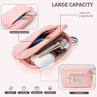 Porte-monnaie personnalisé avec logo, pochette de poignet pour femme, petite bourse à monnaie zippée, porte-clés, pochette de poignet avec fenêtre d'identification