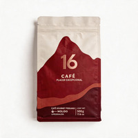 Sachet Doypack en aluminium à fond plat, scellé sur huit côtés, avec valve anti-humidité et fermeture éclair, pour grains de café, personnalisable, 125G-250G-500G-1Kg