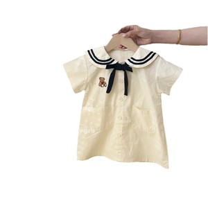 Child Star Circle Girls Dress Summer Sailor Collar Short Sleeve Breathable Princess One Piece For Kids - Product Image 5