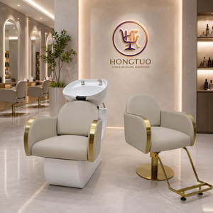 Ensemble de mobilier de salon haut de gamme sur mesure avec lit de lavage et fauteuil de coiffure pour salon de beauté - Product Image 2
