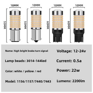 YD 22W 1157 <span class=keywords><strong>LED</strong></span> phanh ánh sáng đèn siêu sáng 3014 144smd 6000K cho ô tô Phụ Kiện Xe Hơi BAY15D P21/5W BAZ15d đuôi đèn - Product Image 5