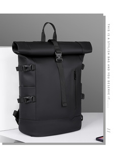 Lightweight Luxury Business Laptop <strong>Backpack</strong> Expandable Blue <strong>Roll</strong> Top with Polyester Linen Waterproof and Multipurpose - Product Image 4