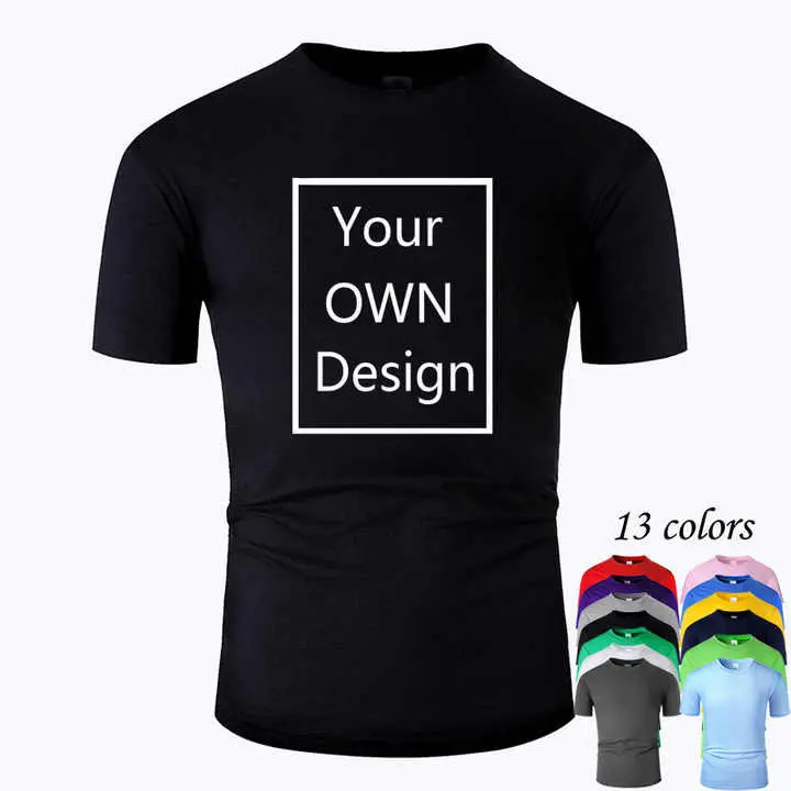 Your Own Design Brand Logo /picture Free Custom Men And Women Diy Cotton T Shirt Tops Short Sleeve Casual Plus Size T-shirts
