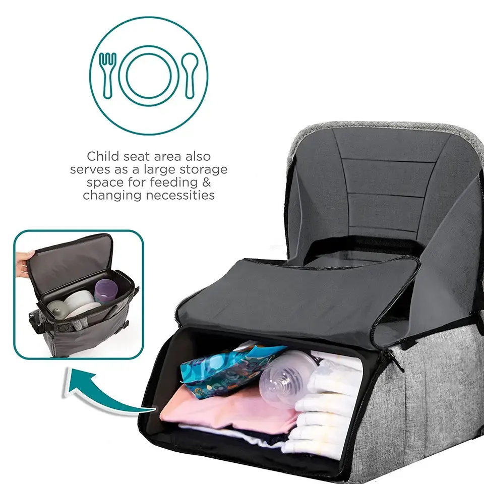 Benutzer definiertes Logo Multifunktions-Sicherheits stuhl Booster Seat Rucksack Wickelt asche Baby Travel Booster Seat Organizer