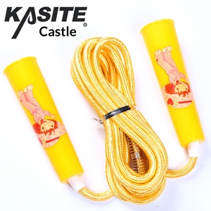 <span class=keywords><strong>Corde</strong></span> à <span class=keywords><strong>sauter</strong></span> colorée en coton réglable avec poignée en plastique à motif de dessin animé pour enfants de maternelle, idéale pour le fitness et le sport - Product Image 4