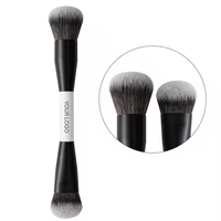 Pinceaux de maquillage à double face en cheveux synthétiques pour le visage Styles plats/ronds pour l'application de fard à joues Contour Foundation Concealer