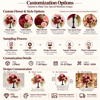 Centre de table floral artificiel fait main, arrangement de roses, dahlias, anthuriums et hortensias, grand chandelier noir, décoration de table de mariage