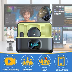 Microphone Sans Fil Q8 Top Vente 3 en 1 <span class=keywords><strong>Mini</strong></span> <span class=keywords><strong>Micro</strong></span> Cravate avec Récepteur 3.5 Type C IOS pour Smartphone Caméra Vlog en Direct - Product Image 3