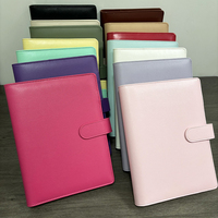 Carnet de planification A5 en cuir PU avec système de rangement étanche de luxe, fermeture magnétique et 6 anneaux, couleur macaron