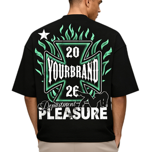 เสื้อยืดคอกลมทรงหลวม ผ้าคอตตอนเนื้อหนัก 100% คุณภาพสูง สไตล์ลำลอง สำหรับผู้ชาย รับสกรีนโลโก้ตามแบบ - Product Image 2