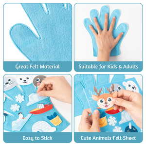 Vente en gros d'animaux feutre histoire marionnettes à doigt conte marionnette à main apprentissage précoce jeu de rôle gant marionnette pour enfants - Product Image 4