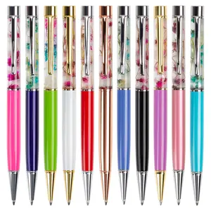 Wholesales Fancy Liquid Floral Metal Ballpoint Pen Wedding Favors Pens for Gift