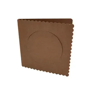 Nuevo diseño 16x16 Ventana redonda Mini tarjetas de regalo de papel Kraft de felicitación en blanco con sobres cuadrados