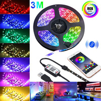 Vente en gros, kit complet de bande lumineuse LED RGB télécommandée IR SMD 2835, 5M, 10M, IP65, étanche, bande lumineuse LED RGB intelligente