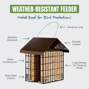 Comedero para Pájaros Moderno con Recubrimiento de <span class=keywords><strong>Polvo</strong></span> de Hierro, Estilo Art Deco, Soporte para Pasteles de Suet, Fácil de Instalar, para 2 Pasteles de Suet, Adorno de Jardín, Aves Silvestres - Product Image 4