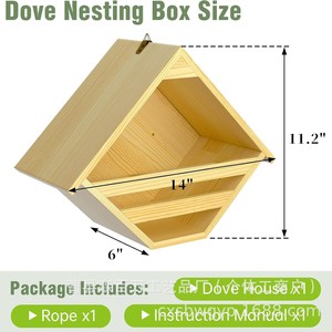 รังนกไม้แขวน ขนาดกลาง สีไม้ธรรมชาติ สำหรับนกในสวนหลังบ้าน - Product Image 5