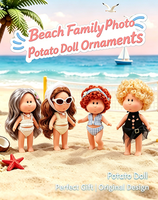 Adorable poupée pomme de terre aux longs cheveux argentés, collier de perles, tenue de bikini à volants amovible, design étanche, jouet pour fille, cadeau d'anniversaire