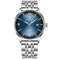 Montre mécanique automatique analogique pour hommes, 42mm, bracelet en acier inoxydable, résistant à l'eau à 100m, affichage de la date, PD-1832