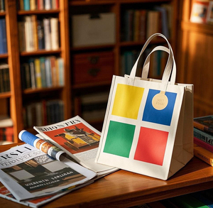 Bolsas de Papel Reciclable de Alta Resistencia con Logotipo Personalizado, Asas de Cinta, para Librerías y Bibliotecas - Product Image 4
