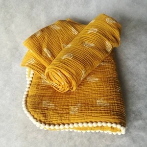 Couverture d'emmaillotage de luxe pour bébé <span class=keywords><strong>en</strong></span> coton tissé 100 %, toutes saisons, avec design double <span class=keywords><strong>gaze</strong></span> - Product Image 5