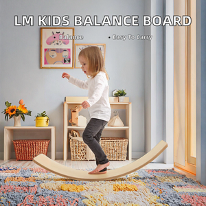 Planche d'équilibre en bois Montessori LM KIDS, portable, multifonctionnelle, pour le surf, l'entraînement physique, la planche à bascule, le yoga pour bébés, planche courbe - Product Image 2