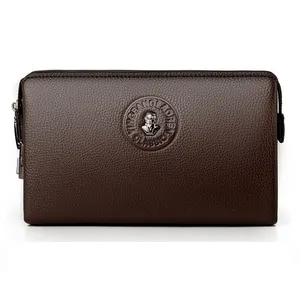 High Capacity Anti盗難防止Long Wallet Male PU Leather Handbag MenのBusiness Safety Coded Lock Purse Clutch Money Bag Card Holder