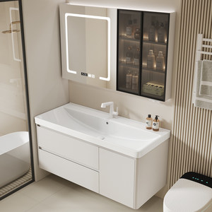 ตู้ห้องน้ำอัจฉริยะทันสมัยพร้อมอ่างล้างหน้าเซรามิกแบบฝังในตัว - Product Image 5