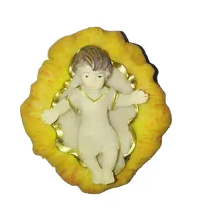 Doğum bebek bebek İsa doğum heykeli üzerinde Lotus yaprağı reçine noel el sanatları heykelcik