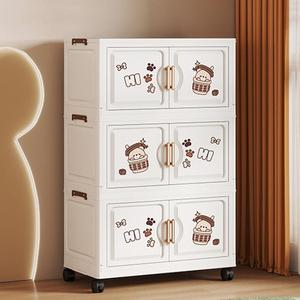 Armoire pliante en plastique à 3 couches avec impression de dessins animés pour chambre à coucher de bébé Armoire de rangement pliable pour vêtements - Product Image 1