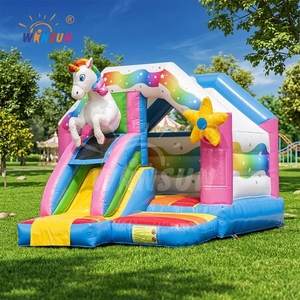 Château gonflable combiné avec toboggan licorne WINSUN pour enfants, location intérieure et extérieure - Product Image 1