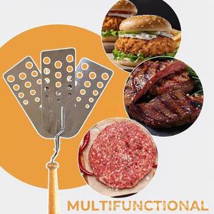 Spatule de retournement de viande pour barbecue en acier inoxydable, avec fentes, résistante à la chaleur, pour hamburgers et poisson, ustensile de cuisine - Product Image 3