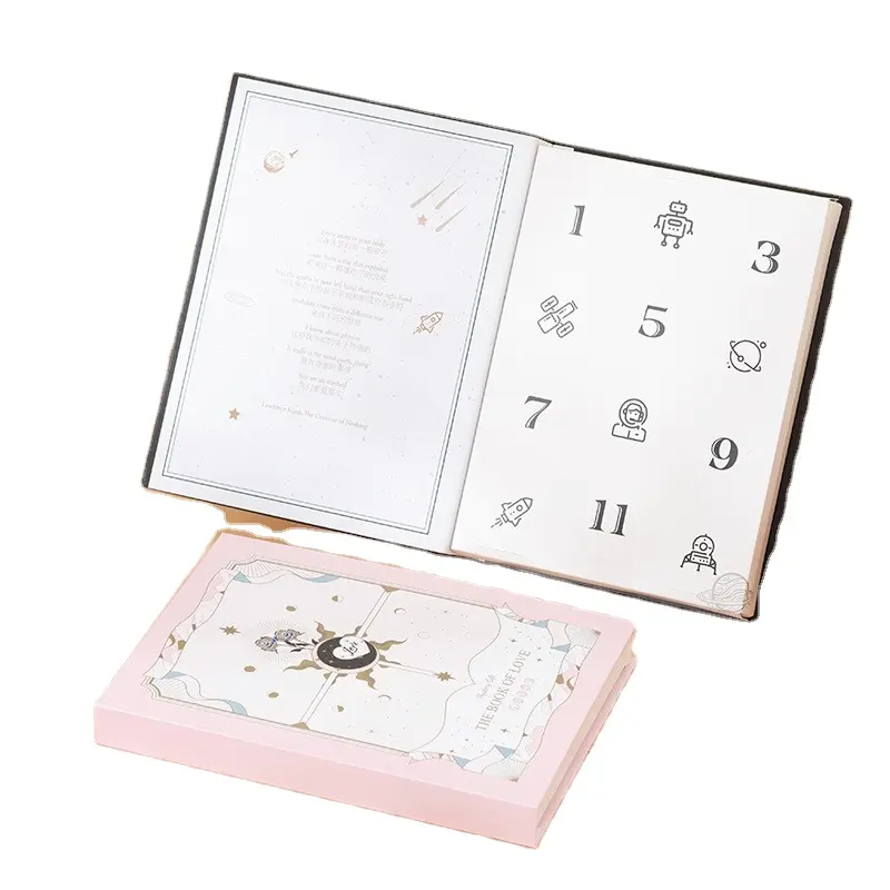 लक्जरी कस्टम गुलाबी क्रिसमस चॉकलेट उपहार बॉक्स रहस्य 12 दिनों के आगमन कैलेंडर कार्डबोर्ड बॉक्स लोकप्रिय ओम आर्ट पेपर