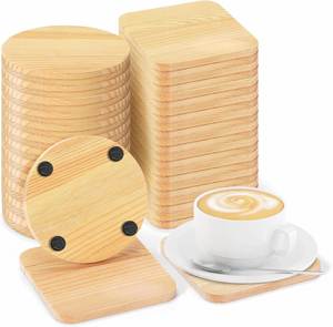 4" Unfinished Pine <b>Wood</b> <b>Slices</b> for Nature Crafts & Wedding Decoration Blank Coasters-Perfect Business Gifts Carving Features - Product Image 1
