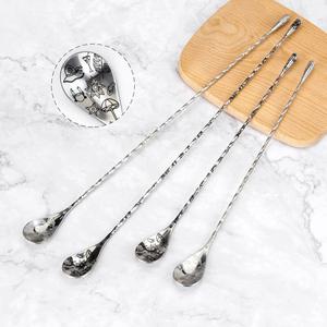 Kit de barman personnalisé OEM avec logo, 10 pièces, gravure Tiki, ensemble de shakers à cocktails en acier inoxydable 304 avec shaker <span class=keywords><strong>Boston</strong></span> lesté et doseur de bar - Product Image 5