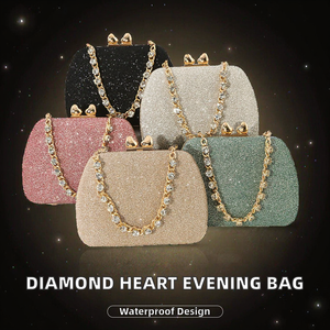 High Quality Textured PU Square <b>Box</b> New Fashionable Evening <b>Bag</b> Heart-Shaped Women's Handbag Socialite Polyester Lining - Product Image 2
