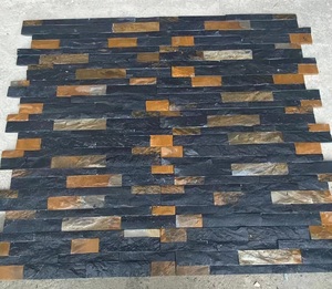 Revêtement mural extérieur moderne en ardoise noire et rouilleuse, carreaux de <span class=keywords><strong>pierre</strong></span> décoratifs pour l'intérieur - Product Image 5