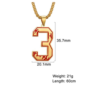 Collar con colgante de número de béisbol para hombre, colgante deportivo de 0 a 99 números, personalizado, de acero inoxidable - Product Image 5