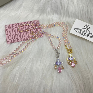 Collier Femme Haut de Gamme Empress Dowager Vivienne, Perle de Cristal, Attrape-rêves, Goutte d'eau, Zircon Coloré, Larme de Sirène - Product Image 3