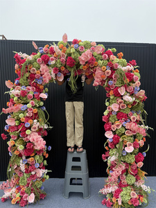 Arche florale épaisse et colorée, <span class=keywords><strong>orange</strong></span> et fuchsia, pour décorations de table de mariage et de fête - Product Image 2